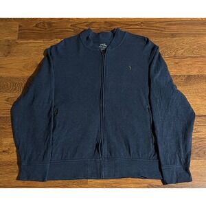 Polo Ralph Lauren Mens Navy Blue Full Zip Bomber Sweatshirt Jacket Large